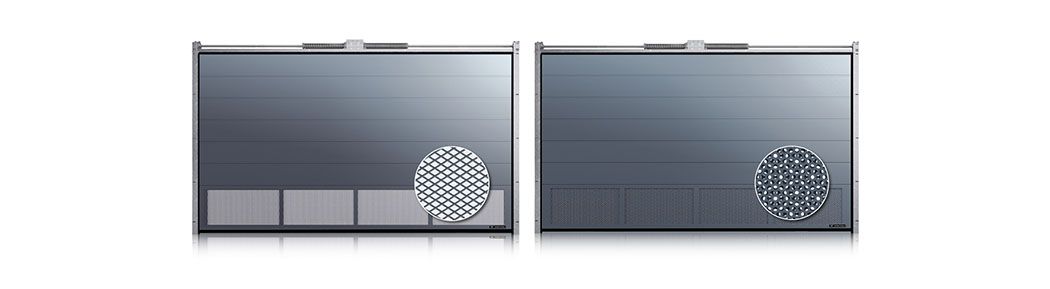 Belüftete Paneele im Garagentor